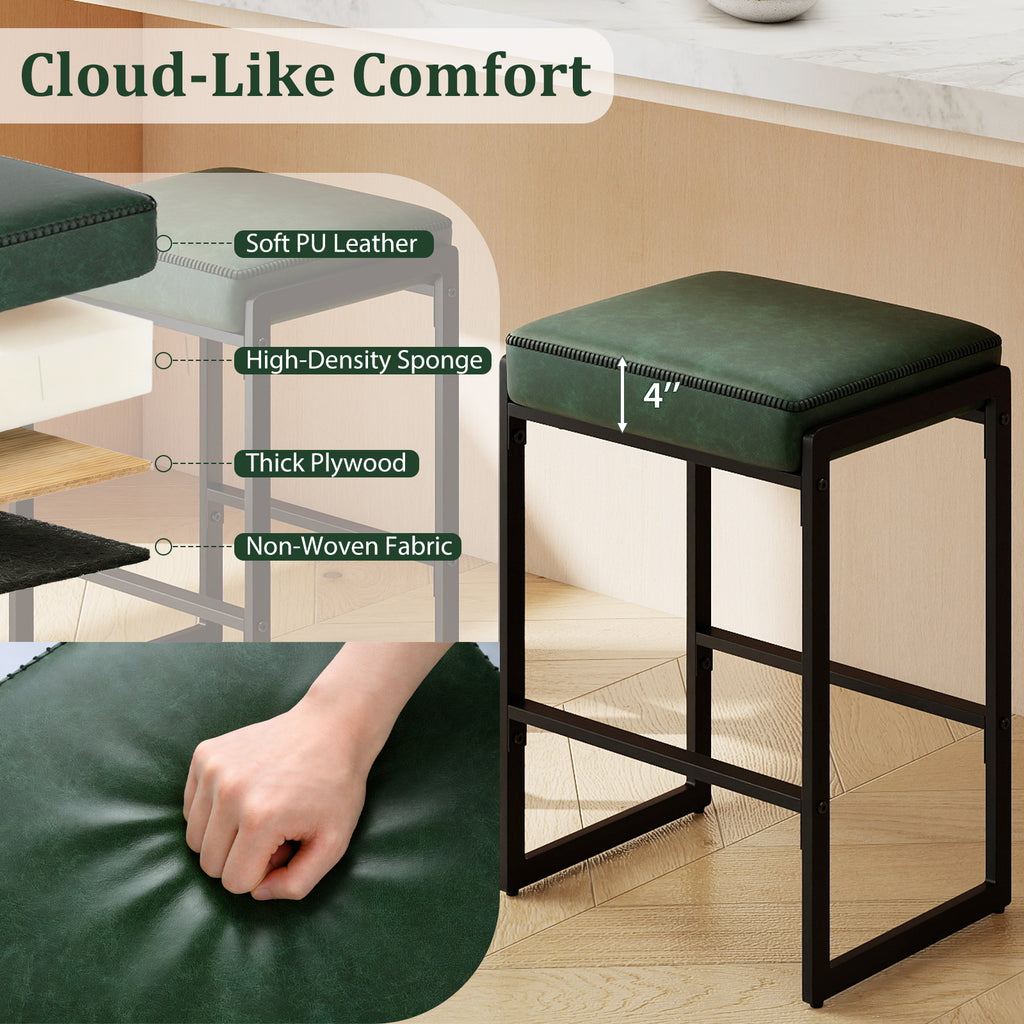 26 Inch Counter Height Bar Stools Set of 4 - Green