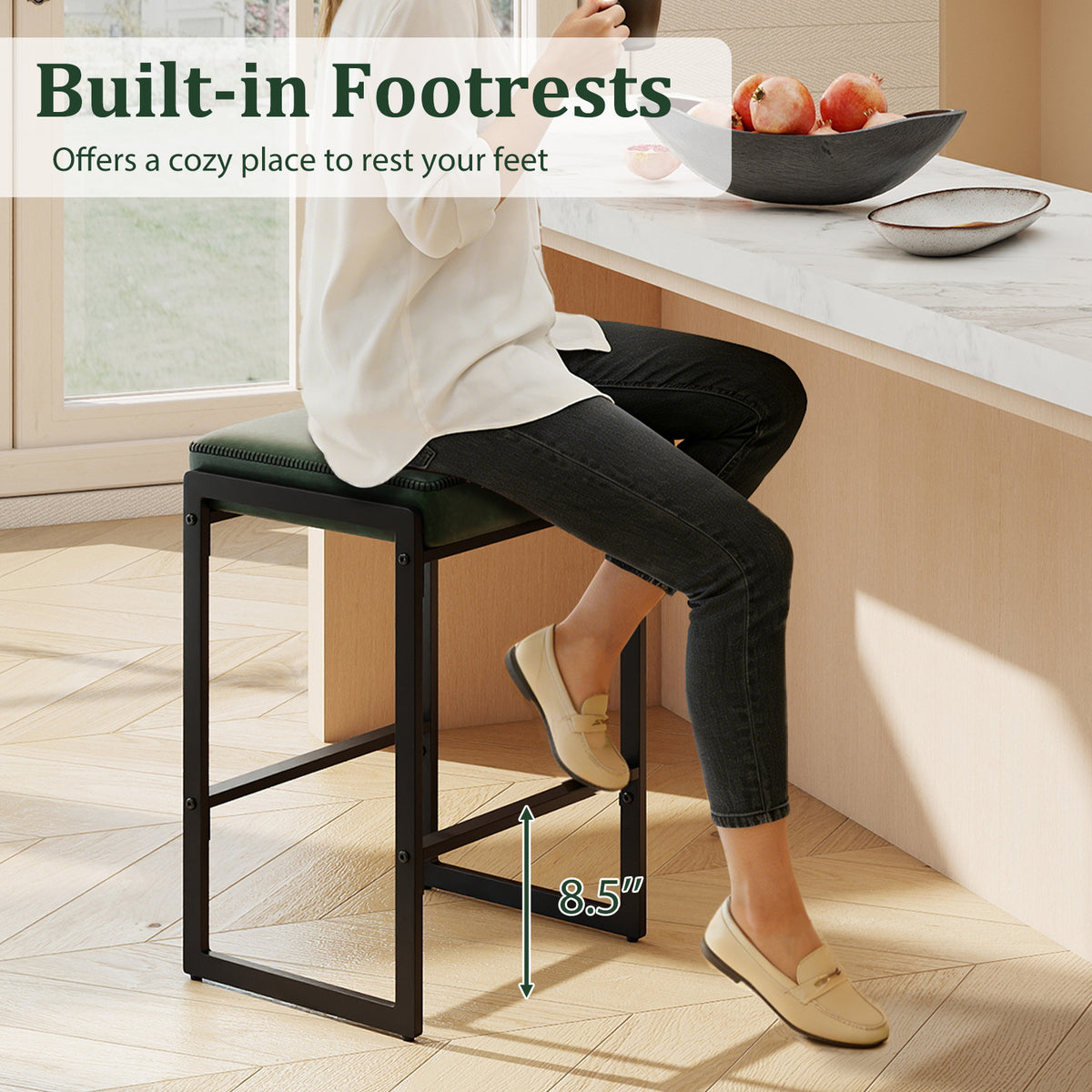 26 Inch Counter Height Bar Stools Set of 4 - Green