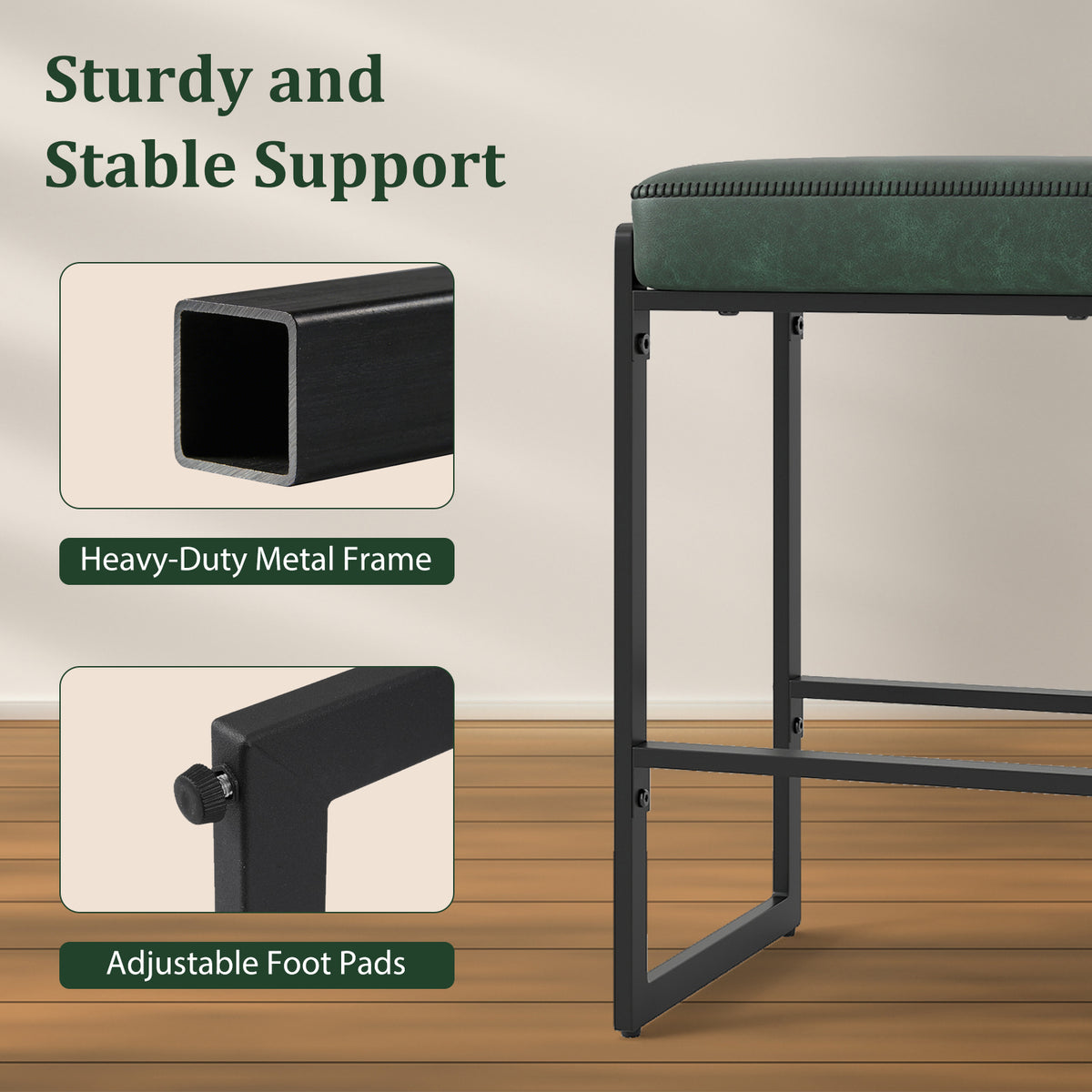 26 Inch Counter Height Bar Stools Set of 4 - Green