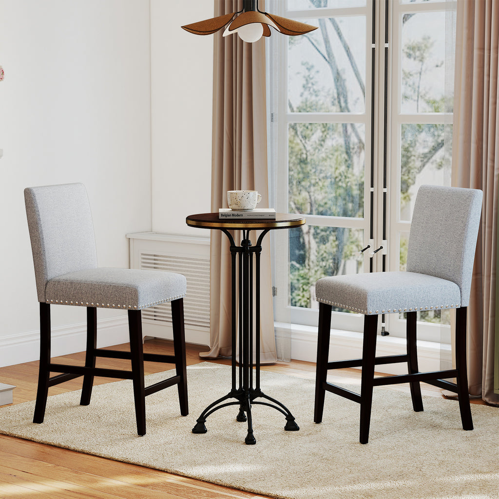 26 Inch Counter Height Chairs Set of 2, Gray - Padded Seat