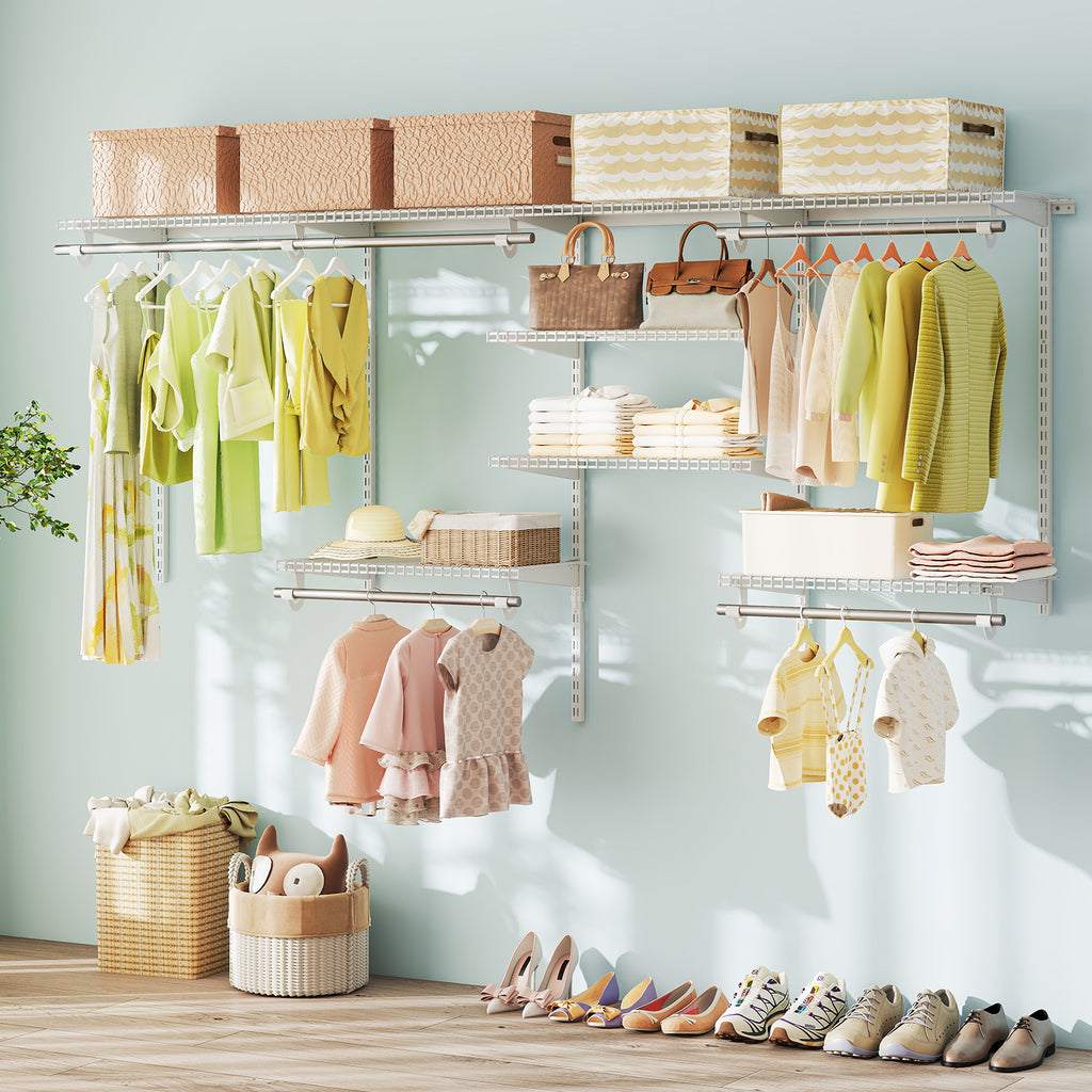 4-8 Feet Closet Organizers and Storage System with Hanging Rod for