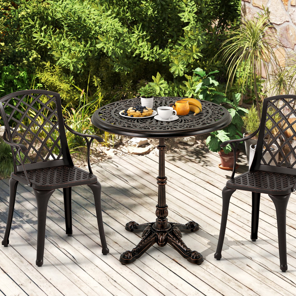 27Inch Round Cast Aluminum Patio Bistro Table with Hollow Top
