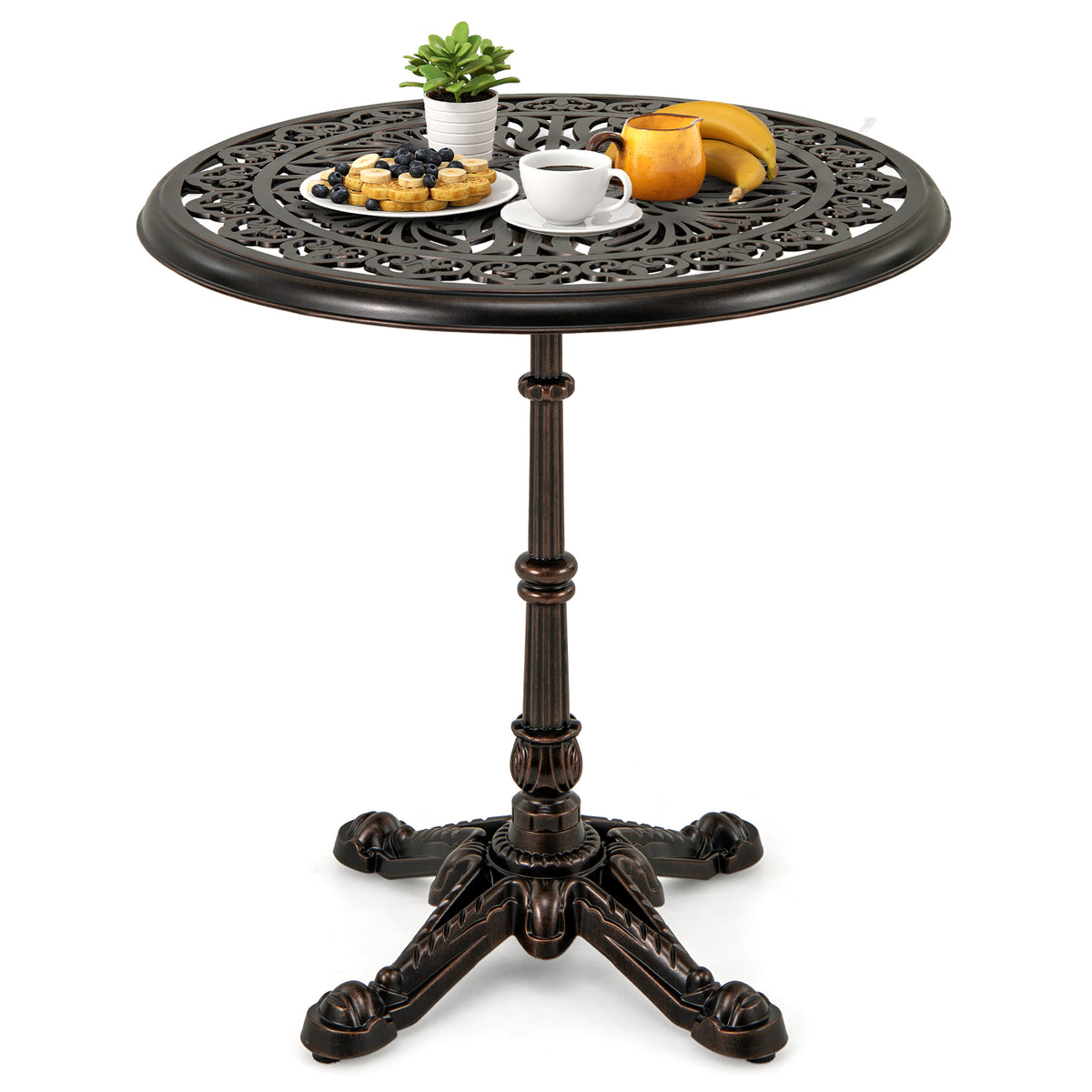 27Inch Round Cast Aluminum Patio Bistro Table with Hollow Top