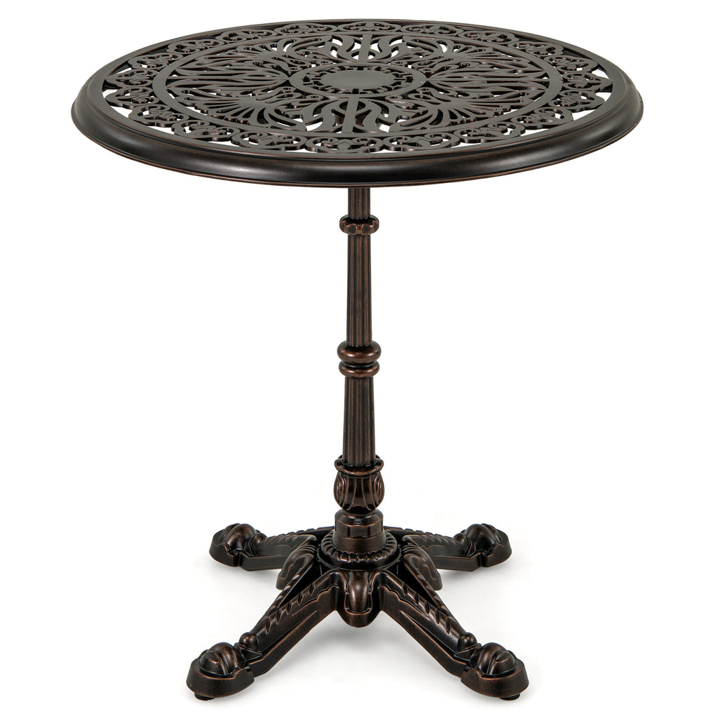 27Inch Round Cast Aluminum Patio Bistro Table with Hollow Top