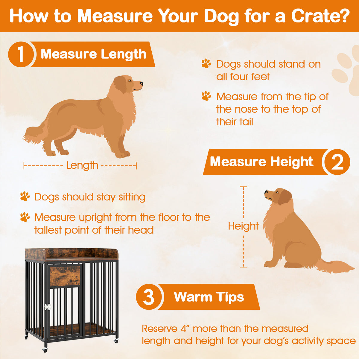 2-in-1 27.5 Inch Dog Crate with Wheels & Table - Rustic Brown, Lockable, Easy Clean
