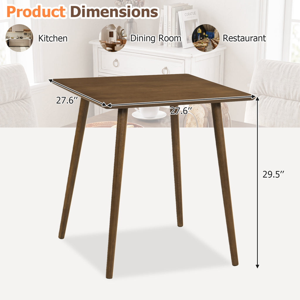 27.5" Square Dining Table for 2-4 People, Walnut