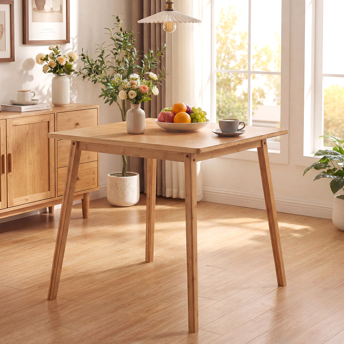 27.5" Bamboo Dining Table for 2-4 People - Square, Natural