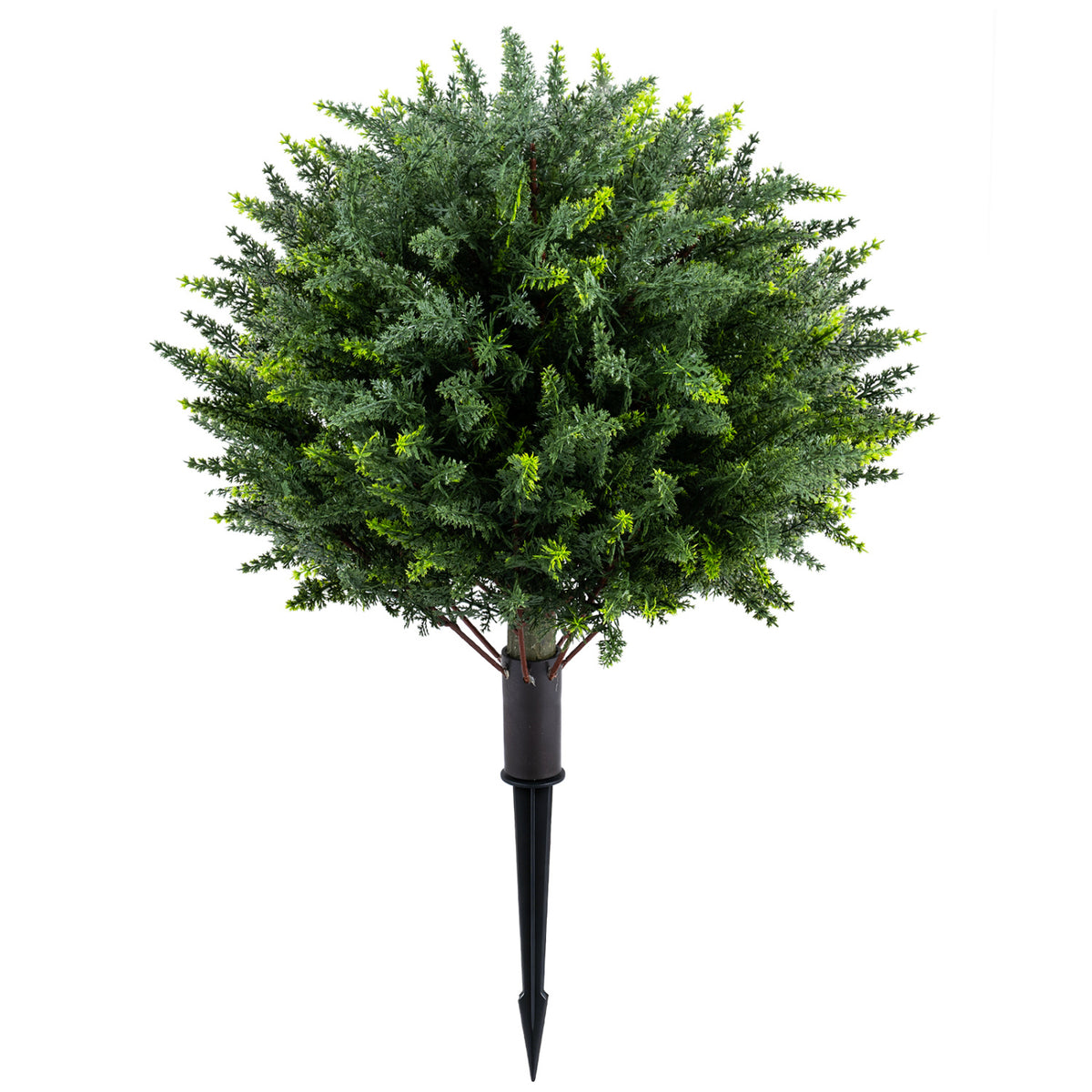 Artificial Cypress Topiary Trees with Ground Spikes - Set of 2, 27.5 Inch Outdoor Decor