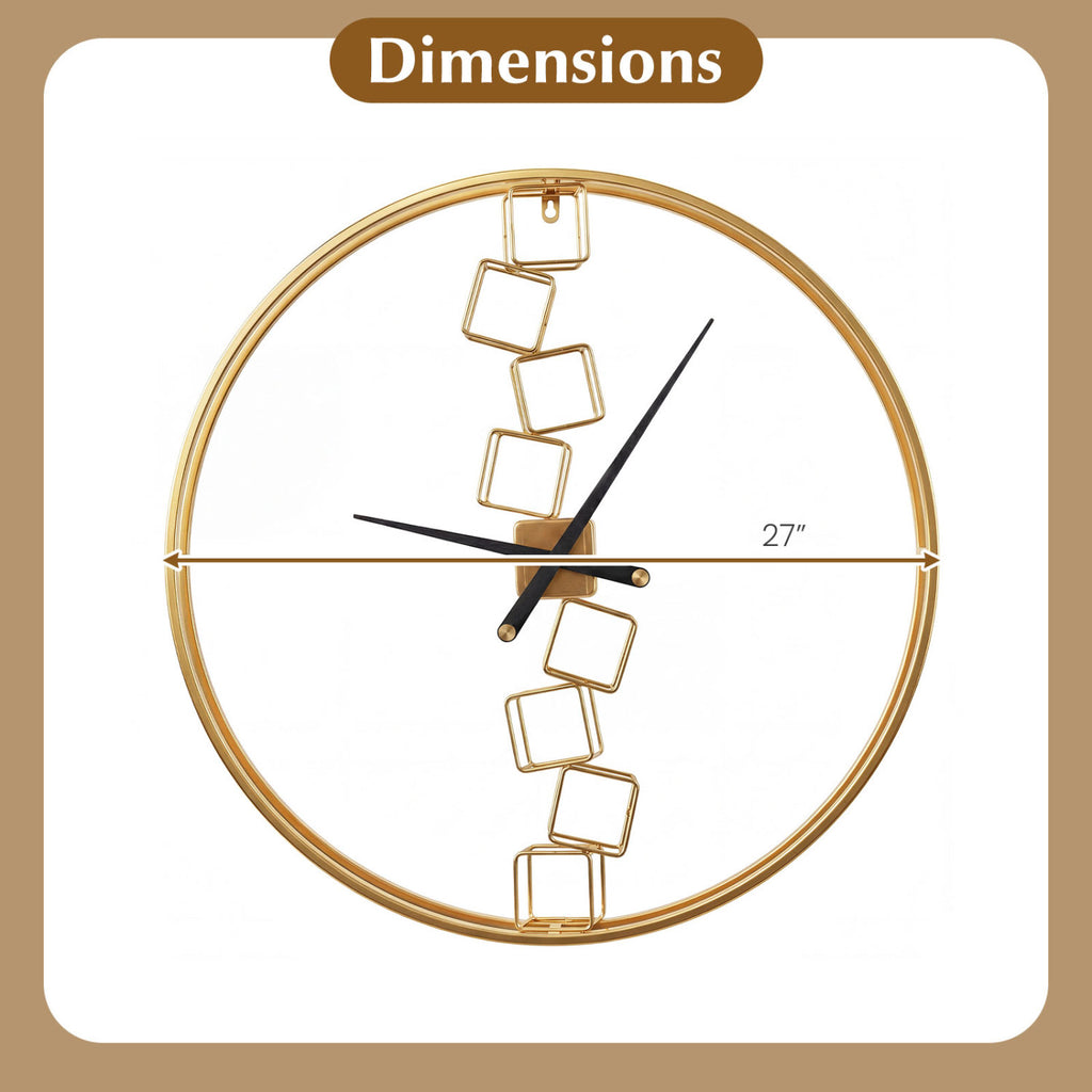 27 Inch Large Wall Clock for Living Room Bedroom Kitchen - Yellow Variation