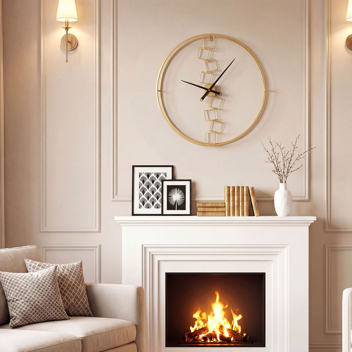 27 Inch Large Wall Clock for Living Room Bedroom Kitchen - Yellow Variation