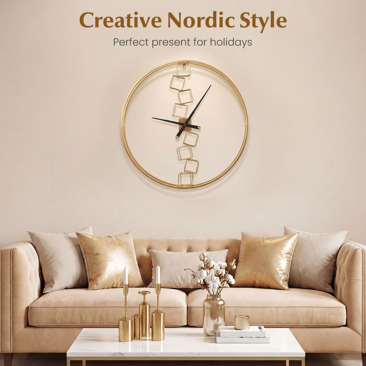 27 Inch Large Wall Clock for Living Room Bedroom Kitchen - Yellow Variation