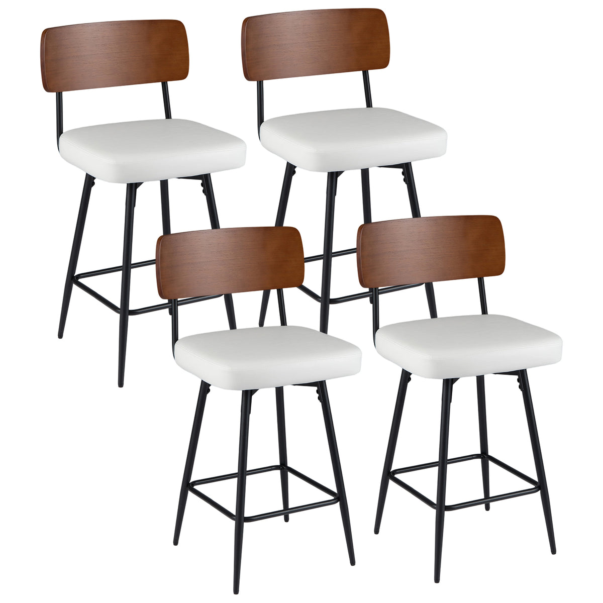27 Inch Padded Counter Barstools Set of 4, White