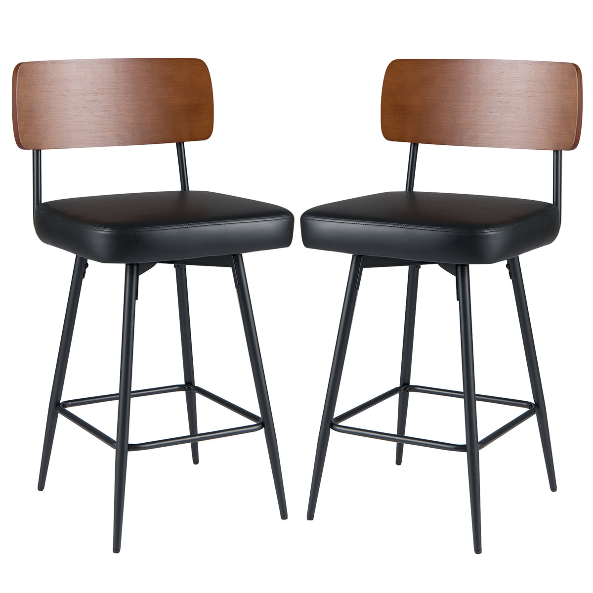 27 Inch Padded Counter Barstools Set of 4, White