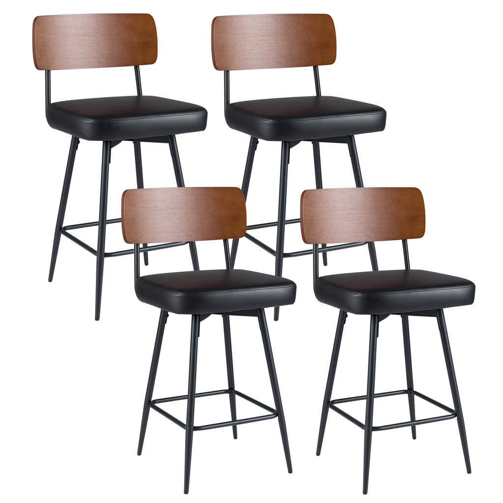 27 Inch Padded Counter Barstools Set of 4, White