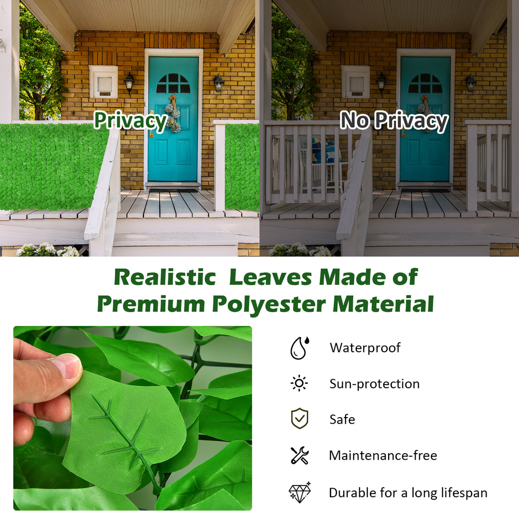 Artificial Ivy Privacy Fence 118x39 Inch Faux Hedge for Garden & Outdoor - 1 Piece
