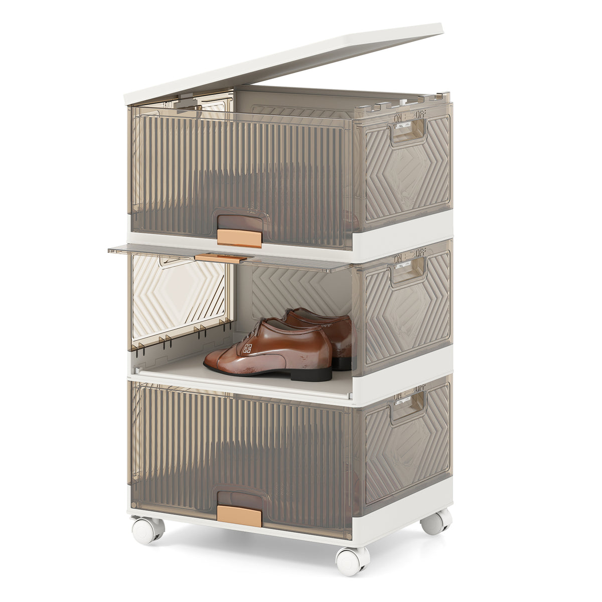 3-Tier Stackable Storage Bins with Wheels