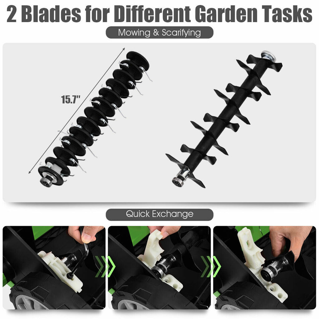 15 Inch 13 Amp Electric Scarifier with Collection Bag and Removable