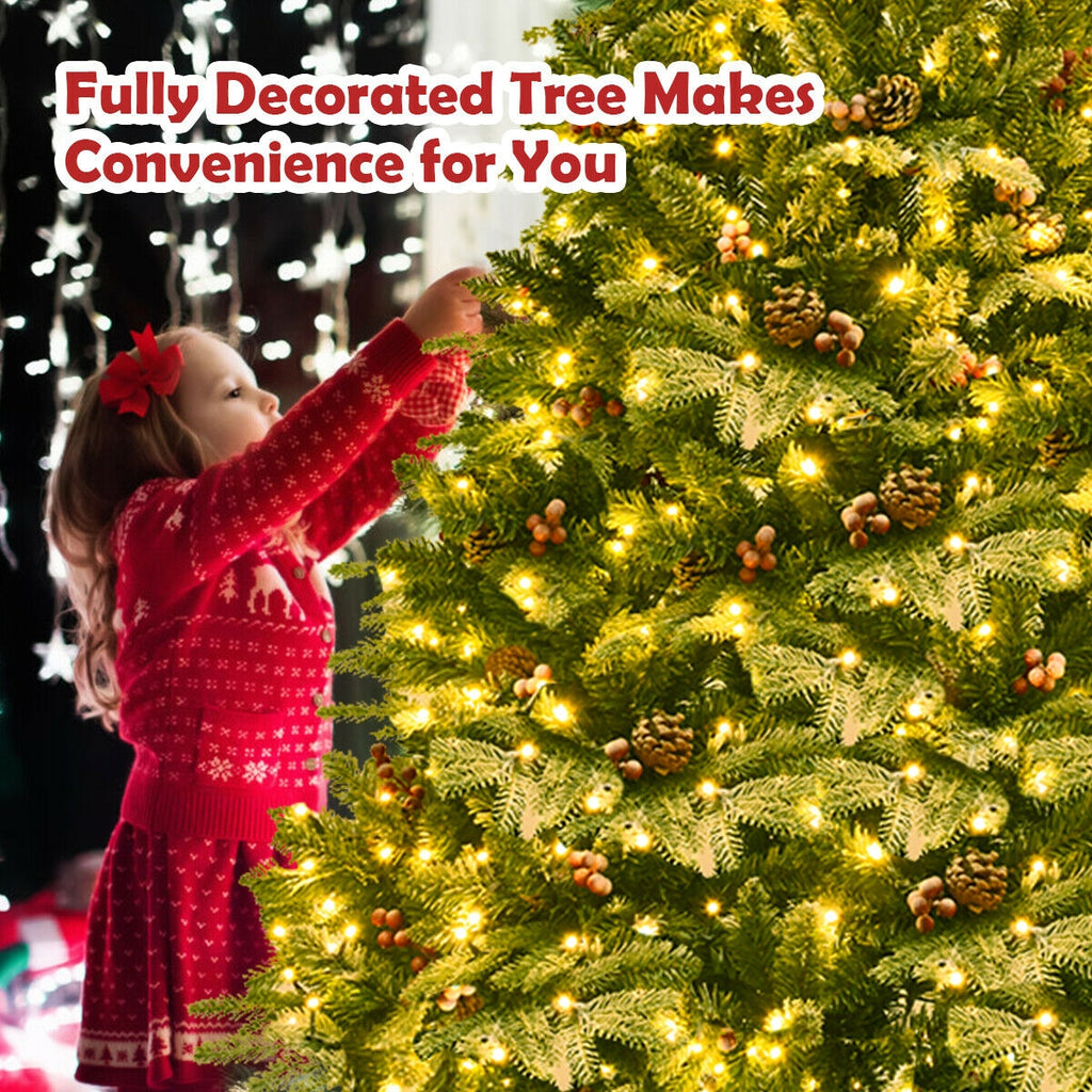 Pre-Lit Snow Flocked Artificial Christmas Tree 6.5 Feet with LED Lights