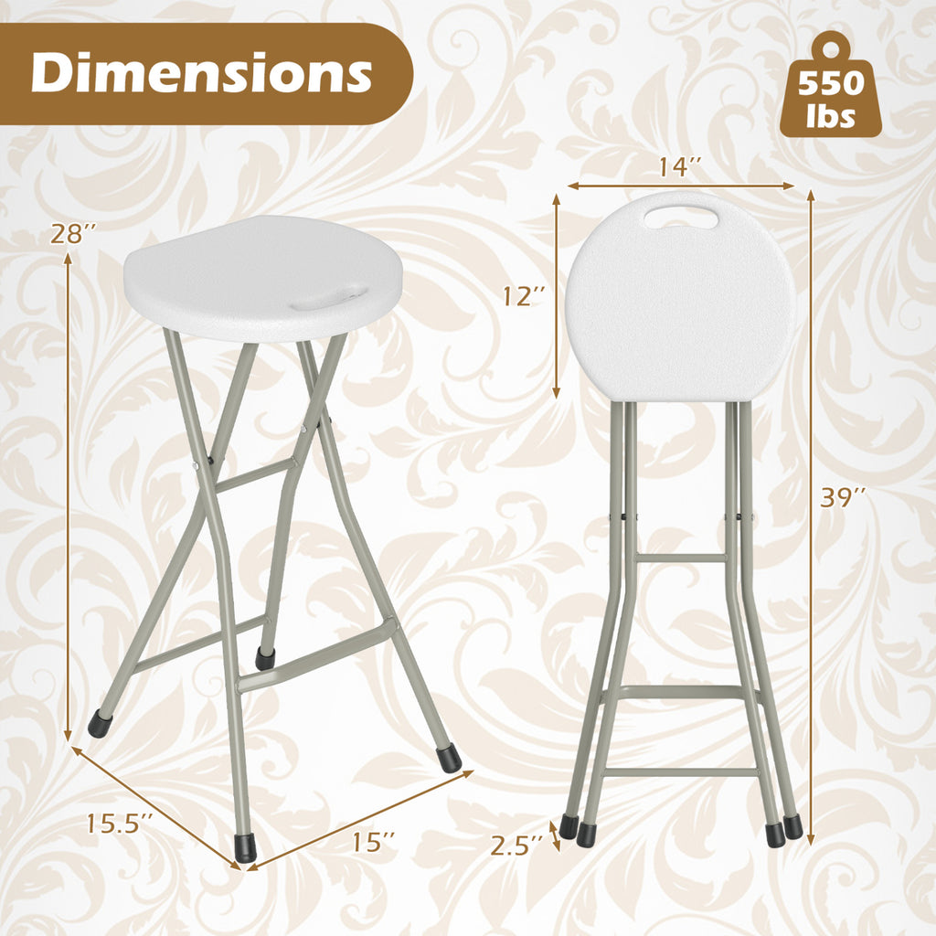 28 Inch Portable Folding Stools Patio Dining Chairs with 330lbs