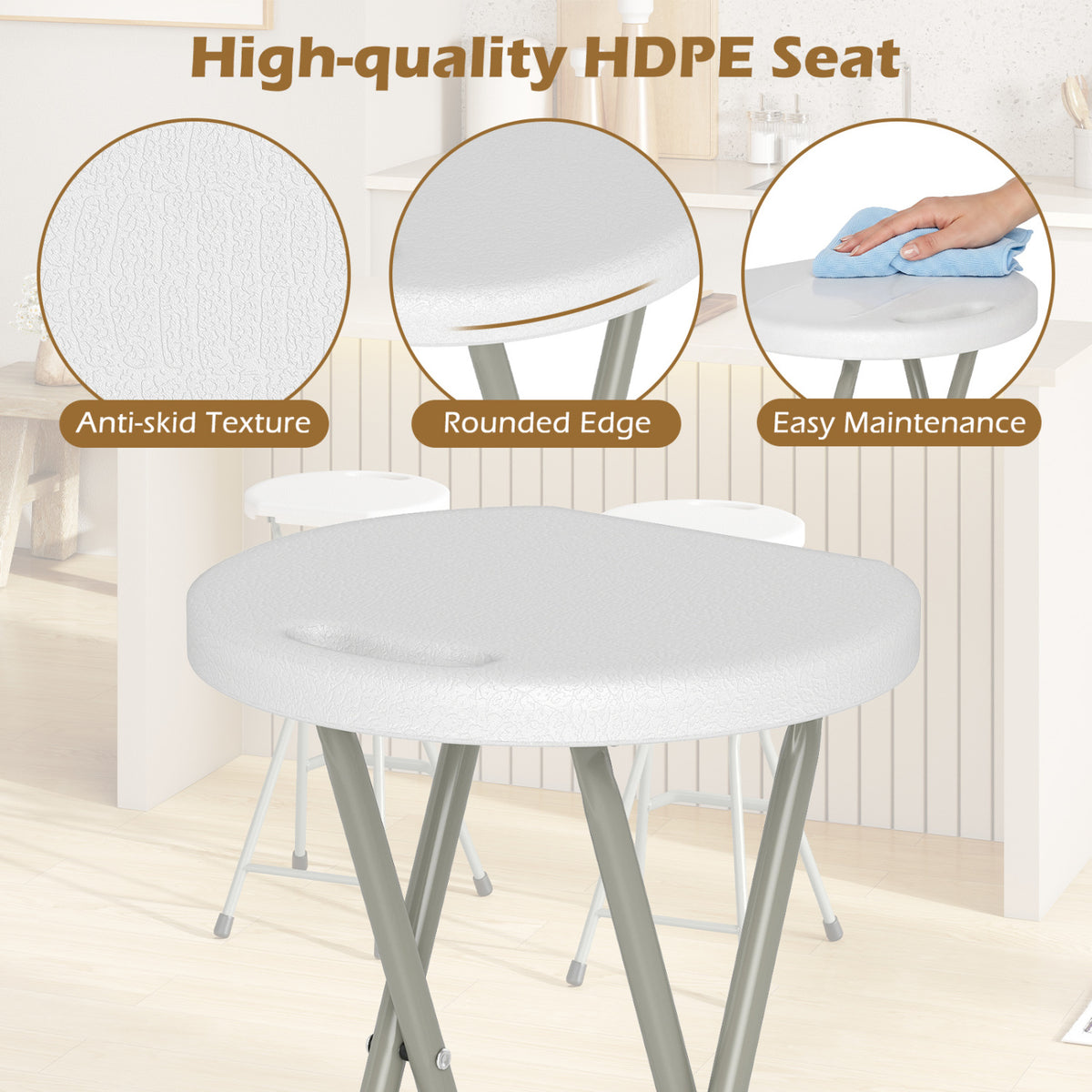 28 Inch Portable Folding Stools Patio Dining Chairs with 330lbs