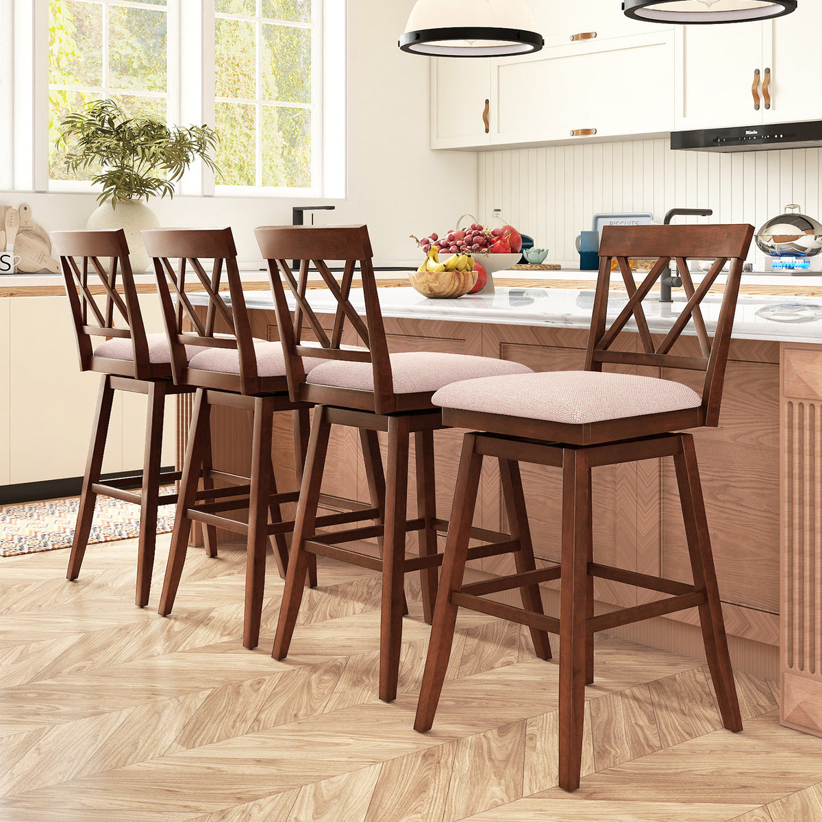 29 Inch Counter Height Barstool with Backrest - Oak, 1 Piece