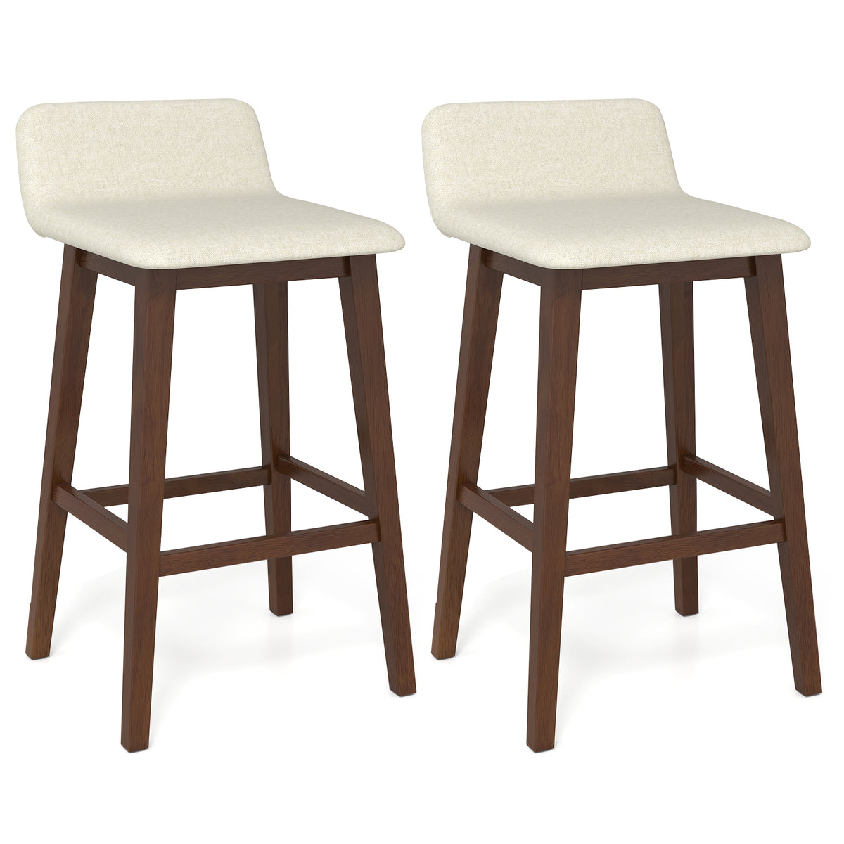 29-Inch Bar Stool with Padded Seat and Back - White