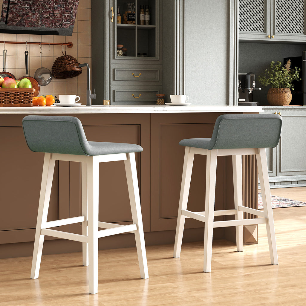 29-Inch Bar Stool with Padded Seat and Back - White