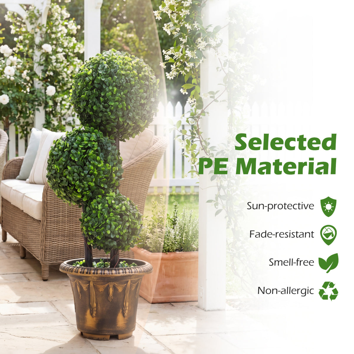 Artificial Boxwood Topiary Tree Set of 1 - 29 Inches Triple Ball Shrubs for Indoor & Outdoor Decor