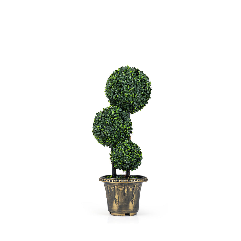 Artificial Boxwood Topiary Tree Set of 1 - 29 Inches Triple Ball Shrubs for Indoor & Outdoor Decor