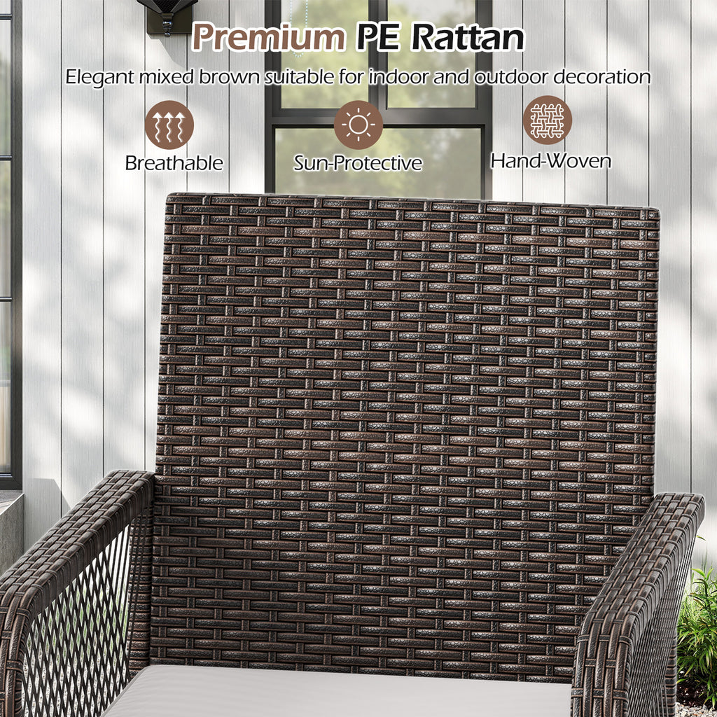 29 Inches Patio 360° Swivel Bar Stool with Cross-Woven Armrests and