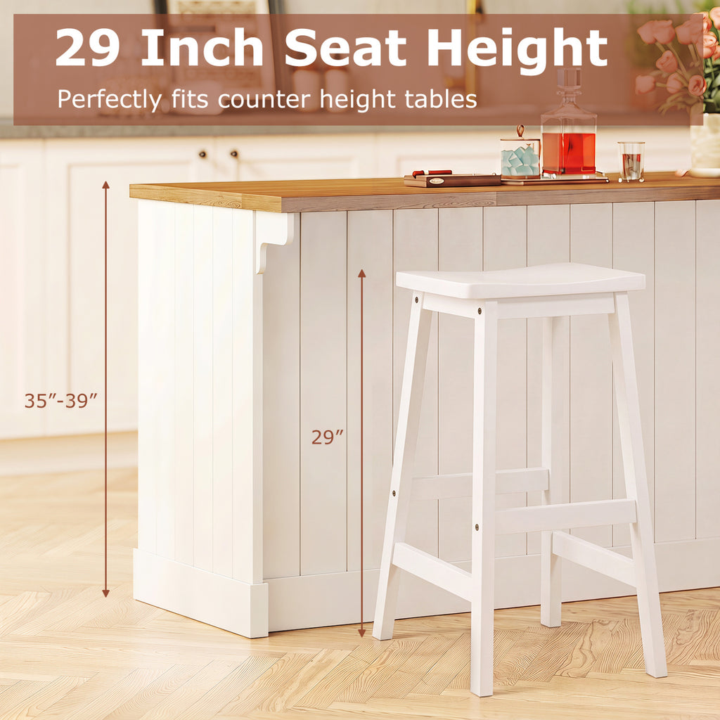 29" Counter Height Saddle Stools Set of 2 - Beige