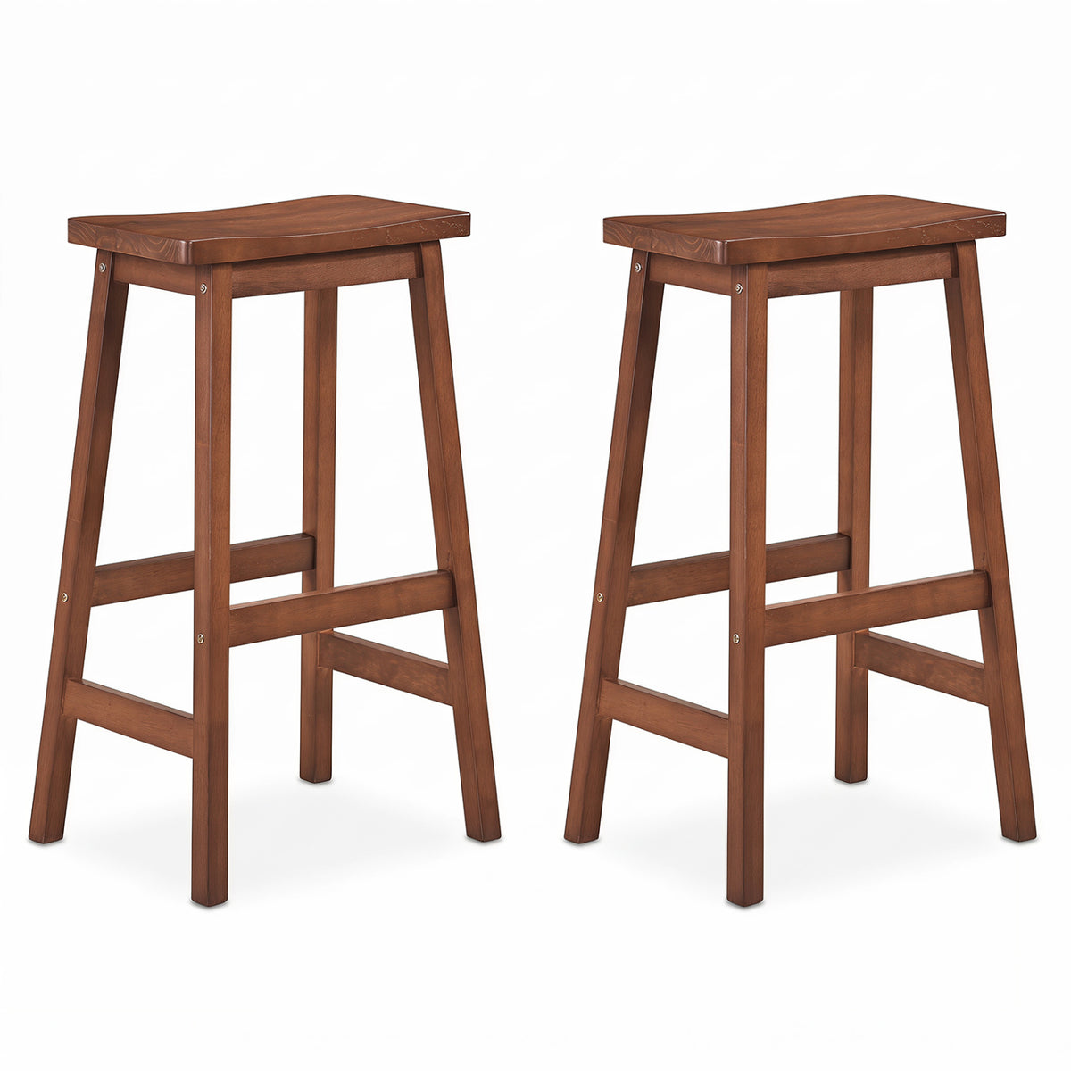 29" Counter Height Stools with Saddle Seat, Set of 2 - Walnut