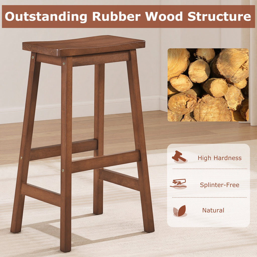 29" Counter Height Stools with Saddle Seat, Set of 2 - Walnut