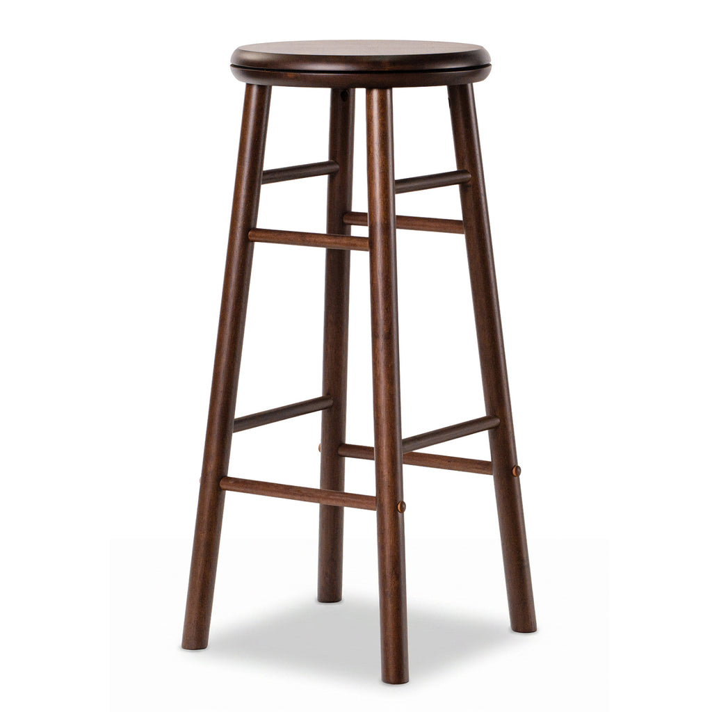 29" Walnut Swivel Bar Stools Set of 2 with Footrests