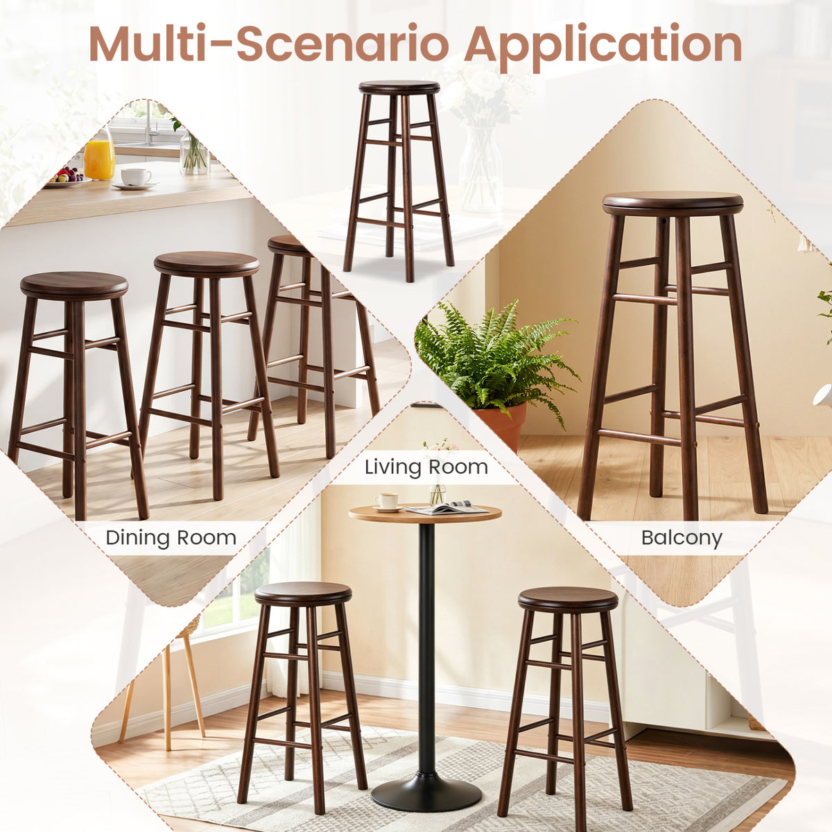 29" Walnut Swivel Bar Stools Set of 2 with Footrests