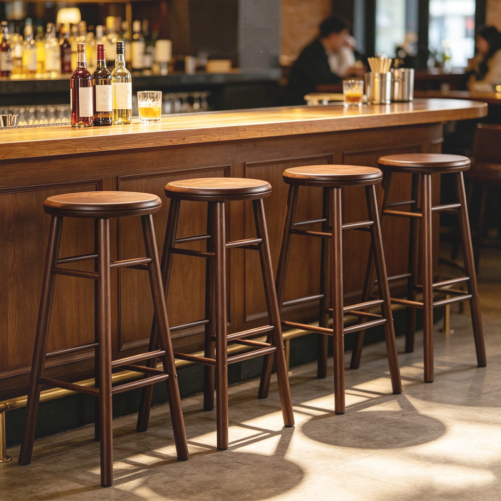 29" Walnut Swivel Bar Stools Set of 2 with Footrests