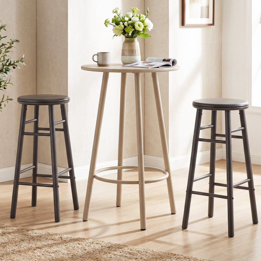 29" Bar Stools Set of 2 with Footrests - Gray