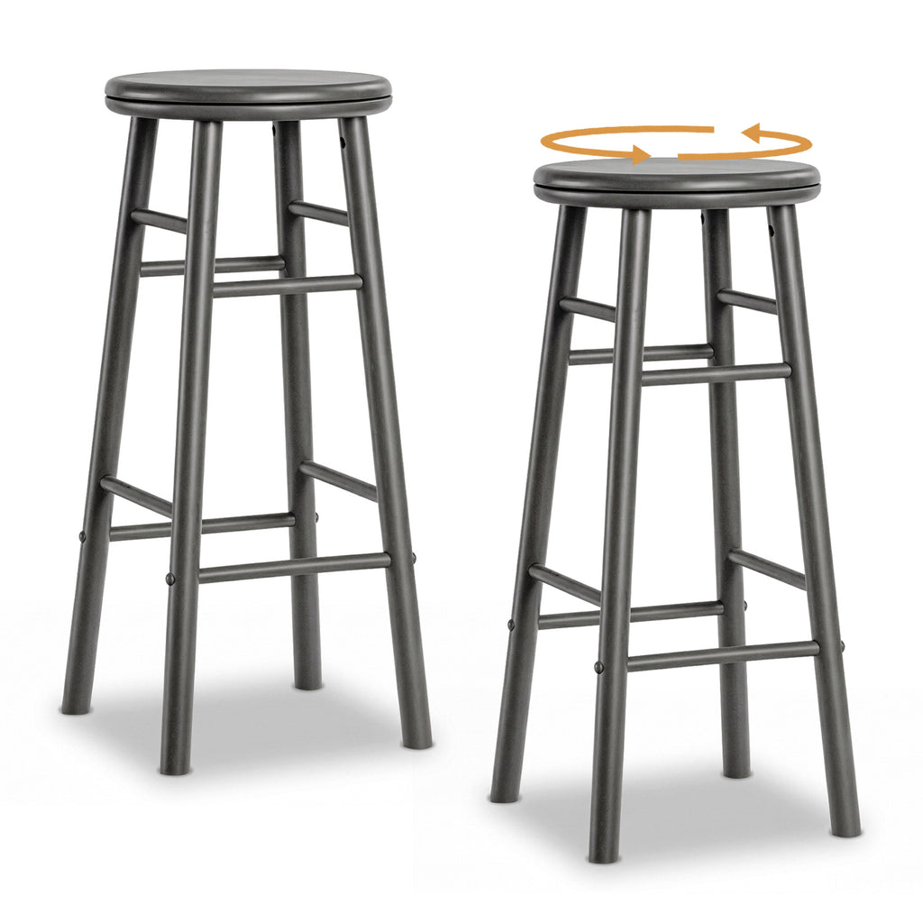 29" Bar Stools Set of 2 with Footrests - Gray