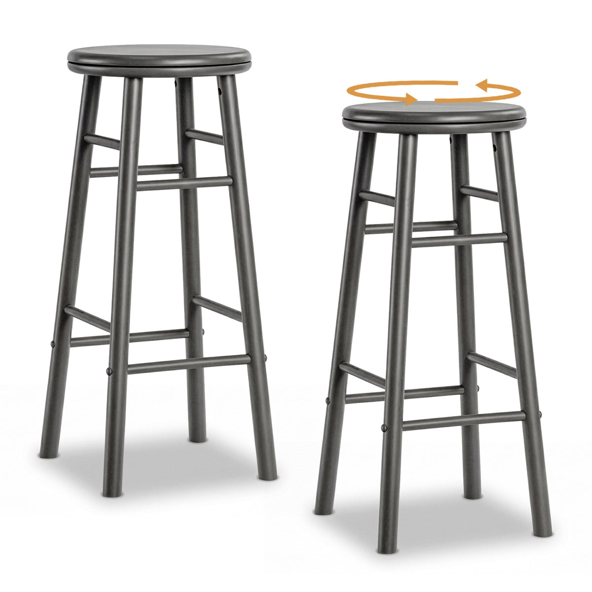 29" Bar Stools Set of 2 with Footrests - Gray