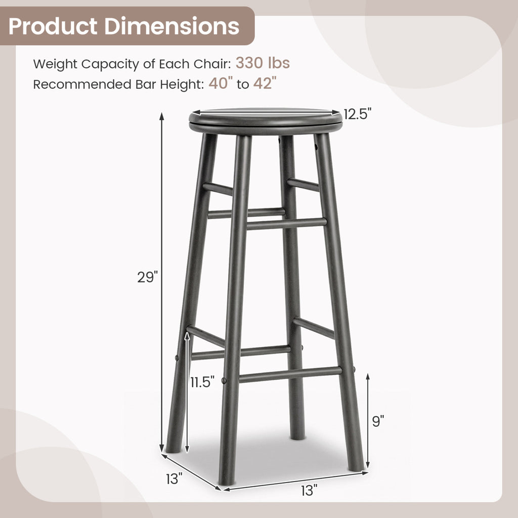 29" Bar Stools Set of 2 with Footrests - Gray