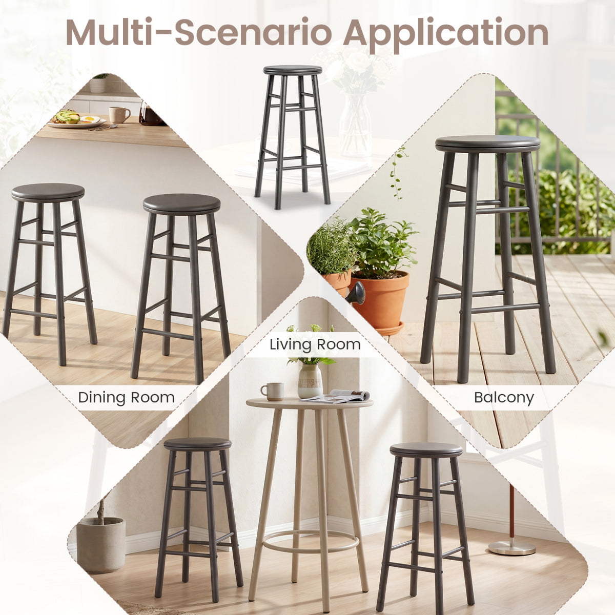 29" Bar Stools Set of 2 with Footrests - Gray