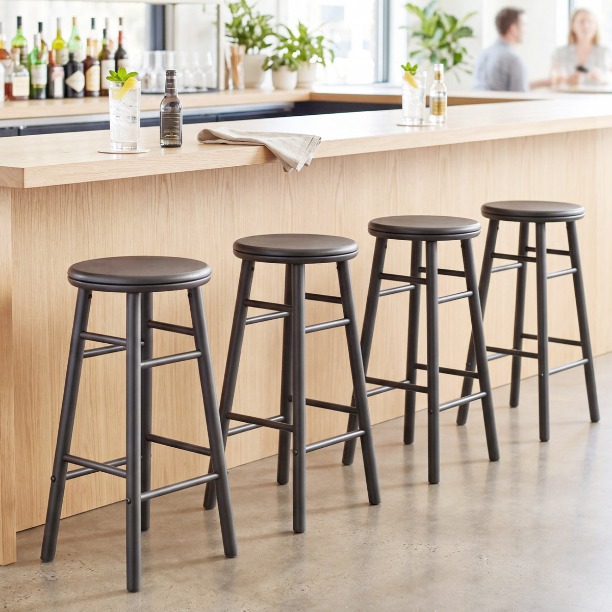 29" Bar Stools Set of 2 with Footrests - Gray