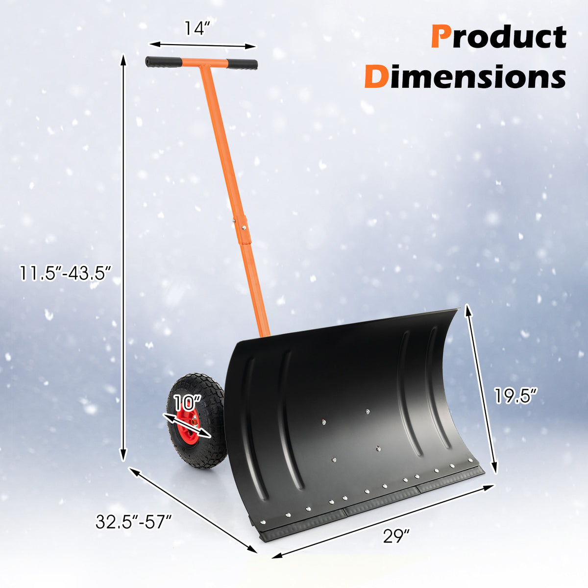 29 Inches Snow Pusher for Driveway