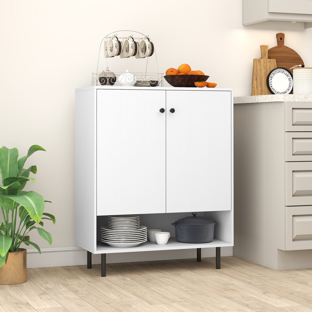 2-Door Kitchen Sideboard Buffet Cabinet with Adjustable Shelf - White