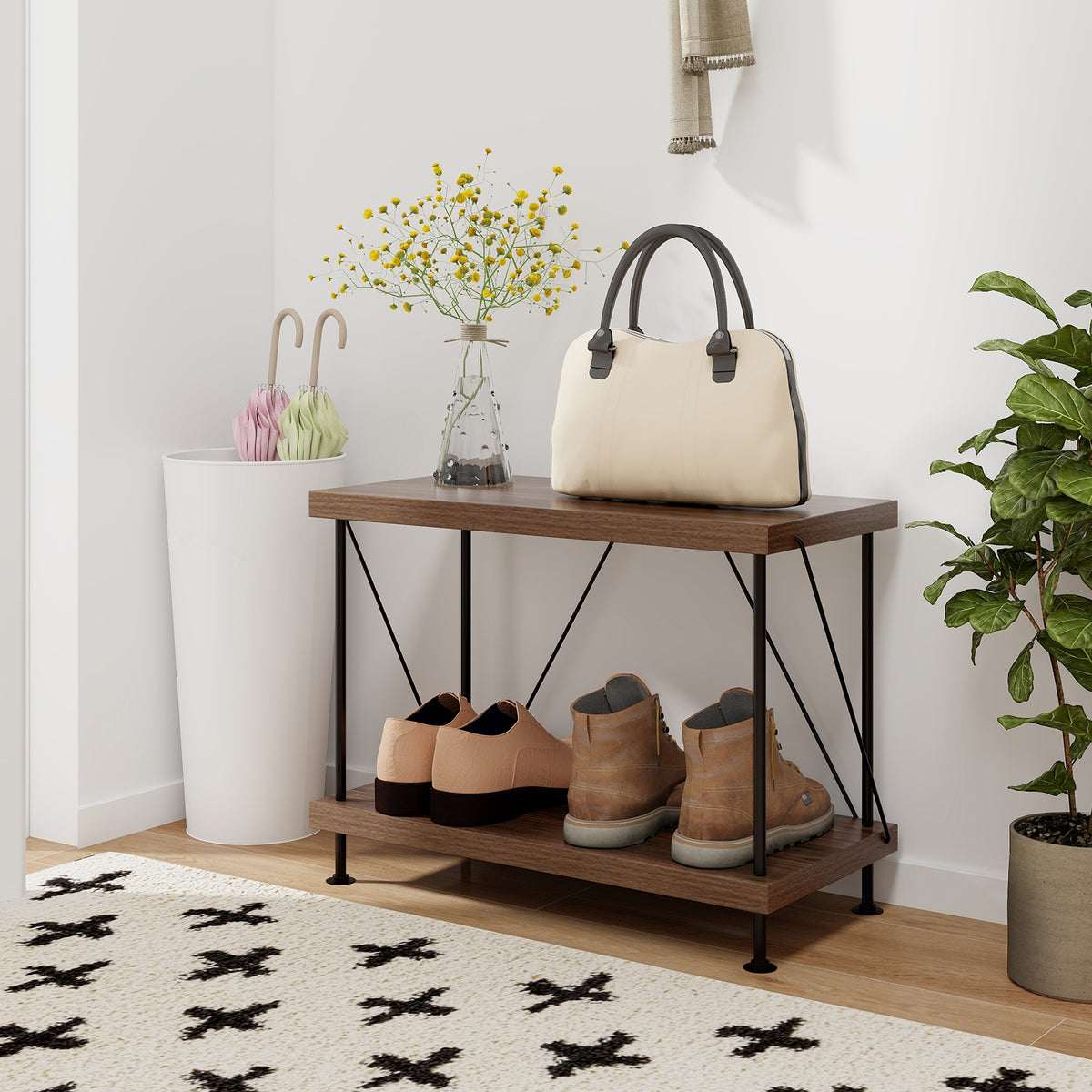 2-Tier Display Rack with Metal Frame