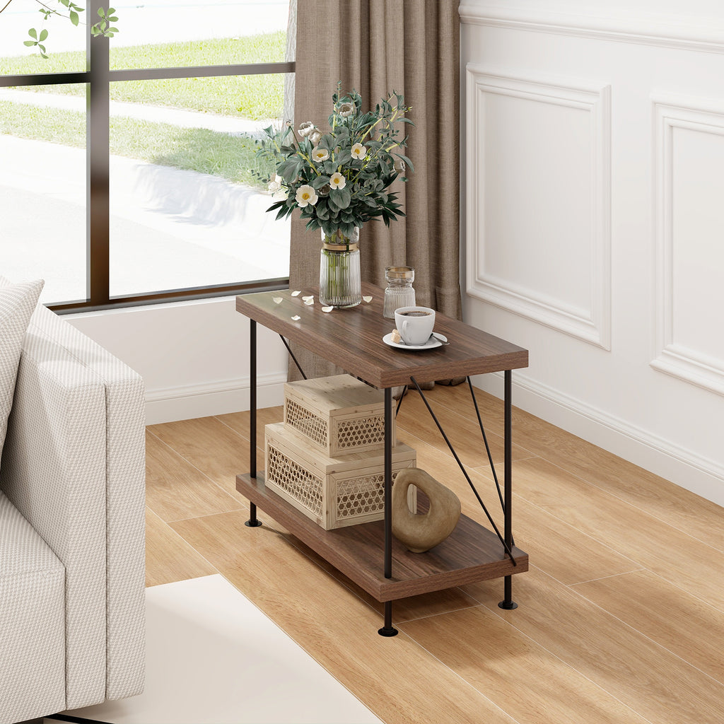 2-Tier Display Rack with Metal Frame