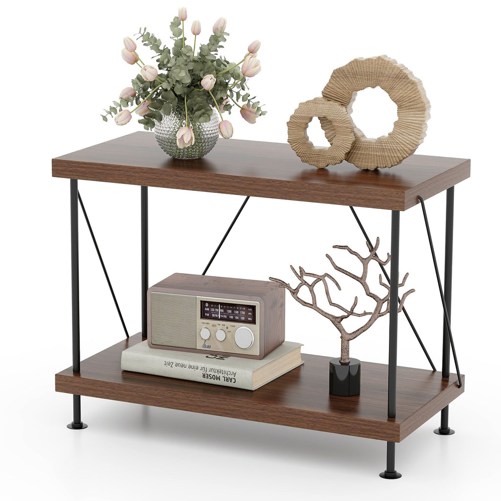 2-Tier Display Rack with Metal Frame