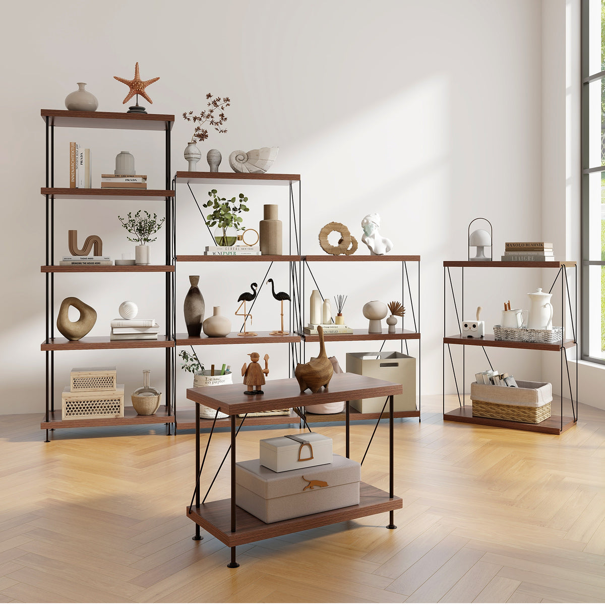 2-Tier Display Rack with Metal Frame