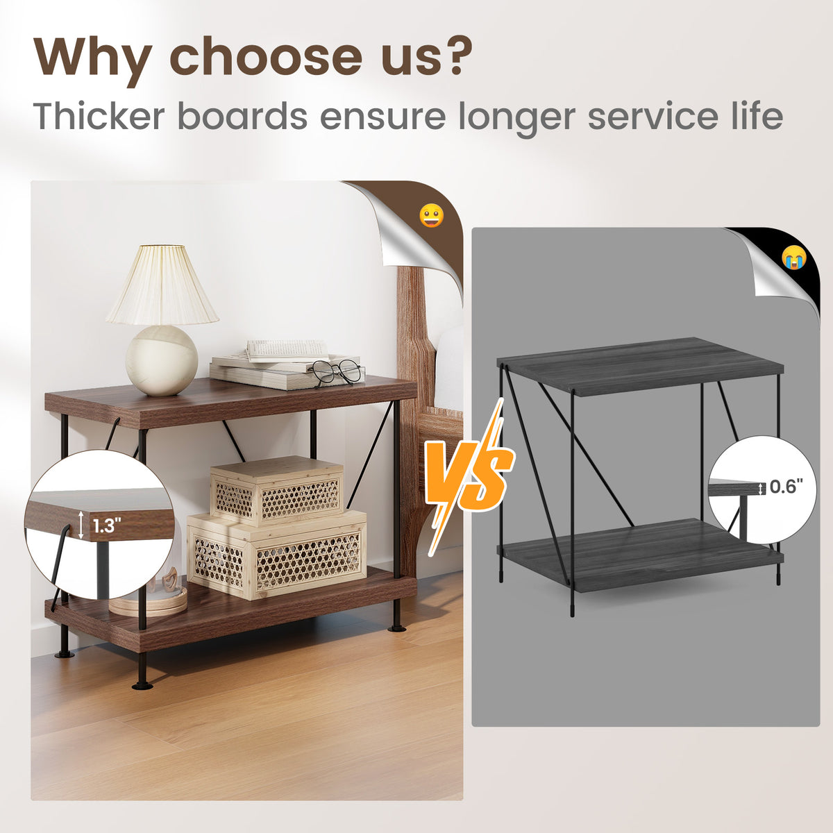 2-Tier Display Rack with Metal Frame