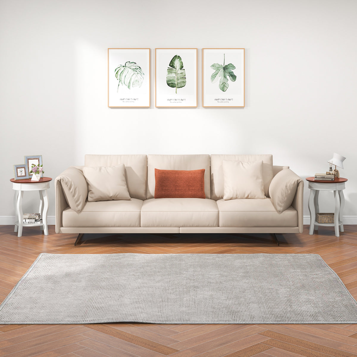 2-Tier Round End Table with Storage – Walnut & Gray